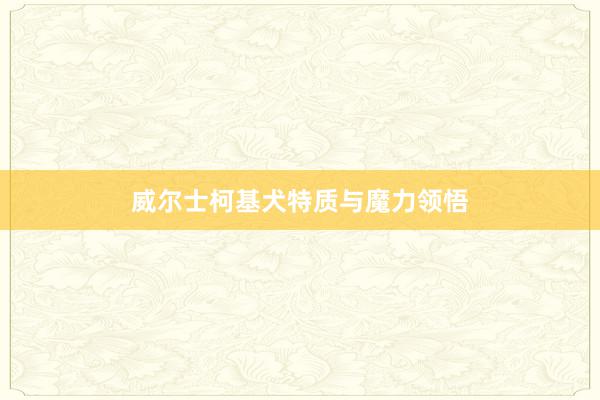 威尔士柯基犬特质与魔力领悟