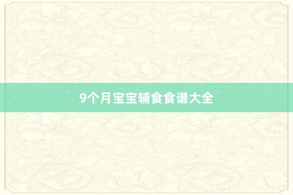 9个月宝宝辅食食谱大全